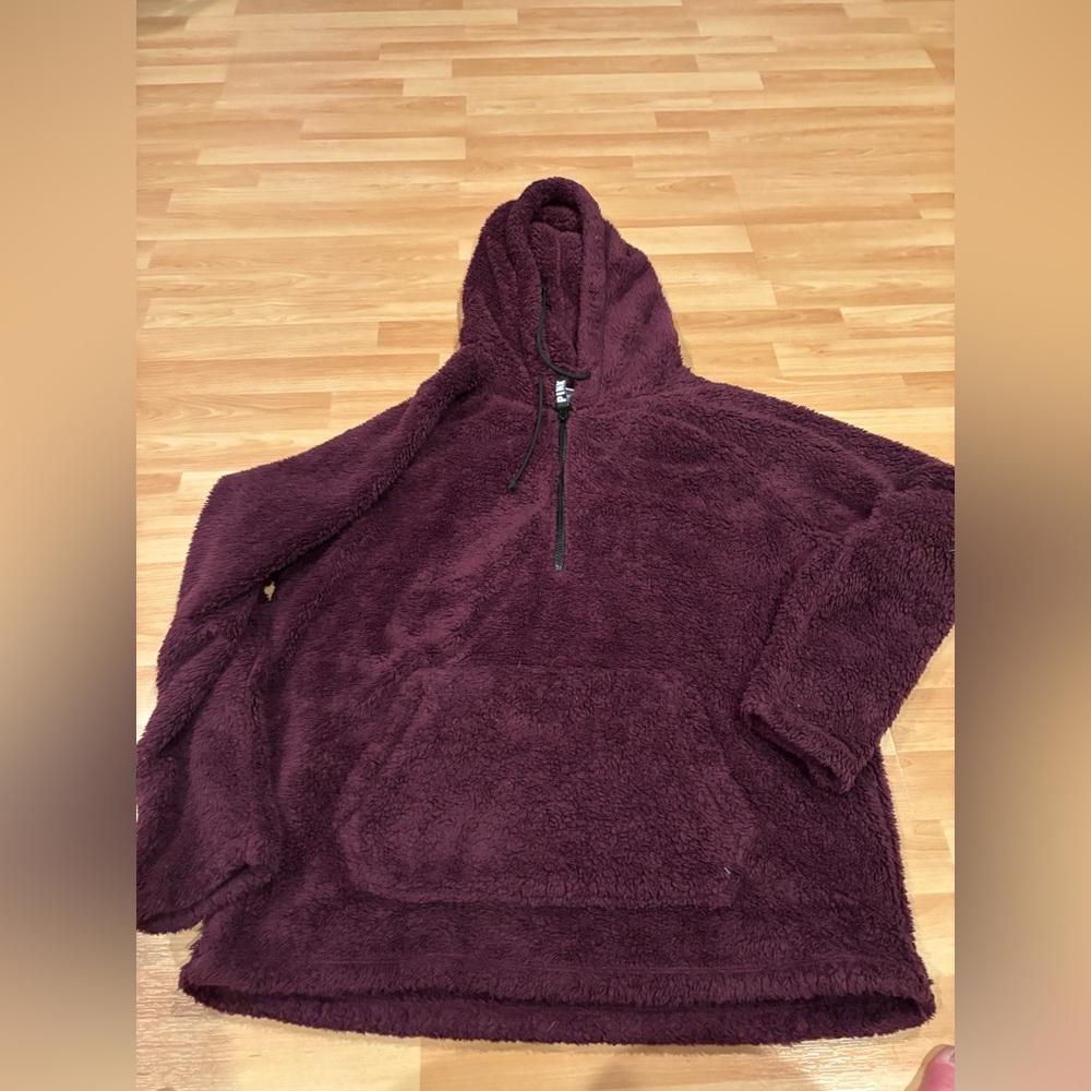 PINK Victoria's Secret Plush Hooded Pullover - Deep Plum